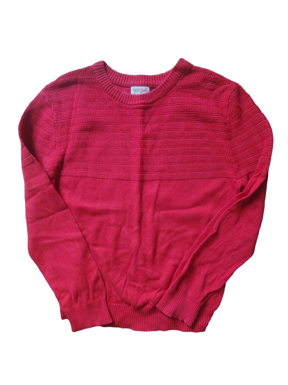 Cat & Jack Boys Textured Crewneck Sweater - Red Size M
